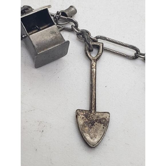 Vintage Sterling Silver Charm Bracelet Cowboy Nautical Scissors Ring Hat 7in - Picture 7 of 16